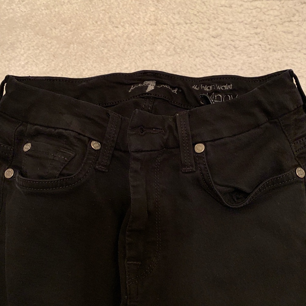 7 for all mankind black skinny high waisted pants